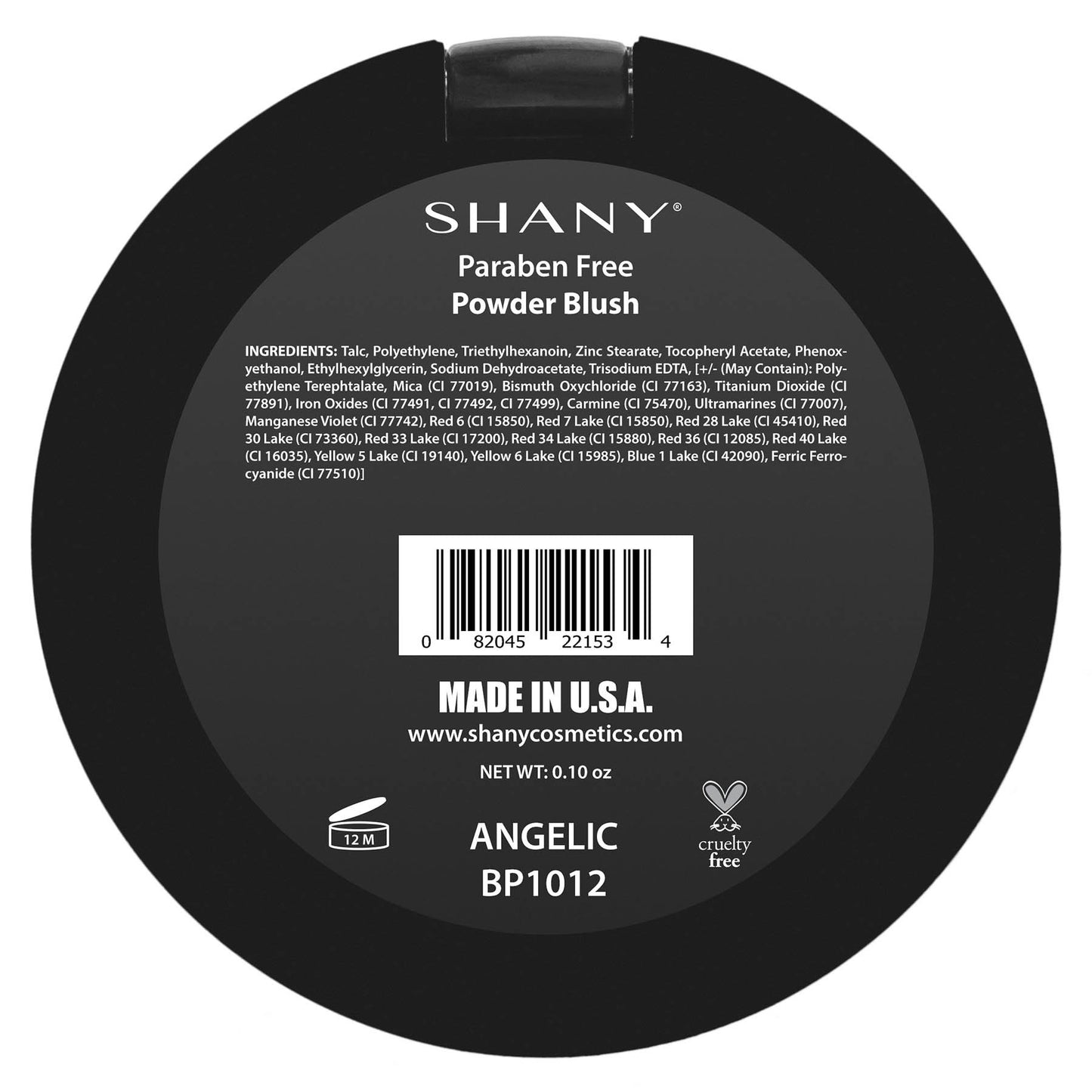 SHANY Powder Blush - Paraben Free, Lightweight, Smooth, Blendable, Long lasting All Day Face Enhancing Cheek Color - Made in USA - ANGELIC