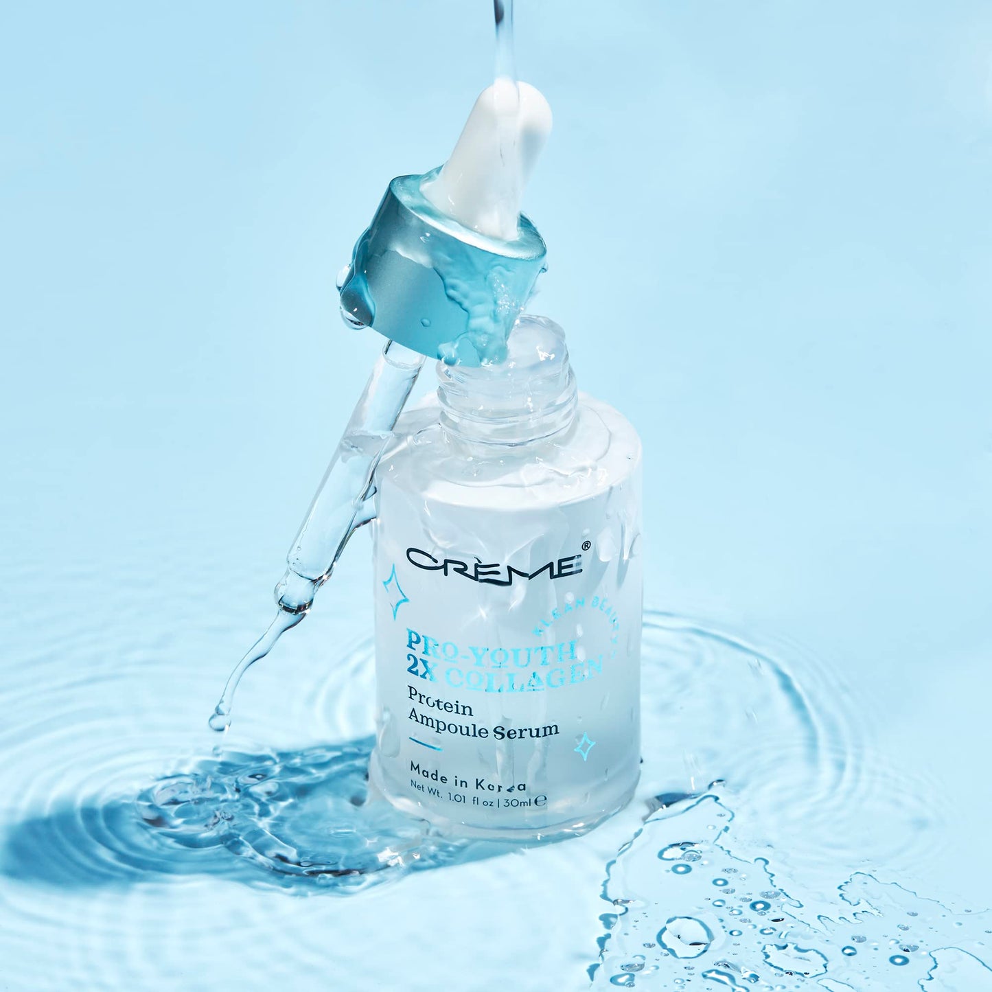 The Crème Shop Pro-Youth 2x Collagen Protein Ampoule Serum - Klean Beauty Facial Serum for Glowing Skin - Made in Korea