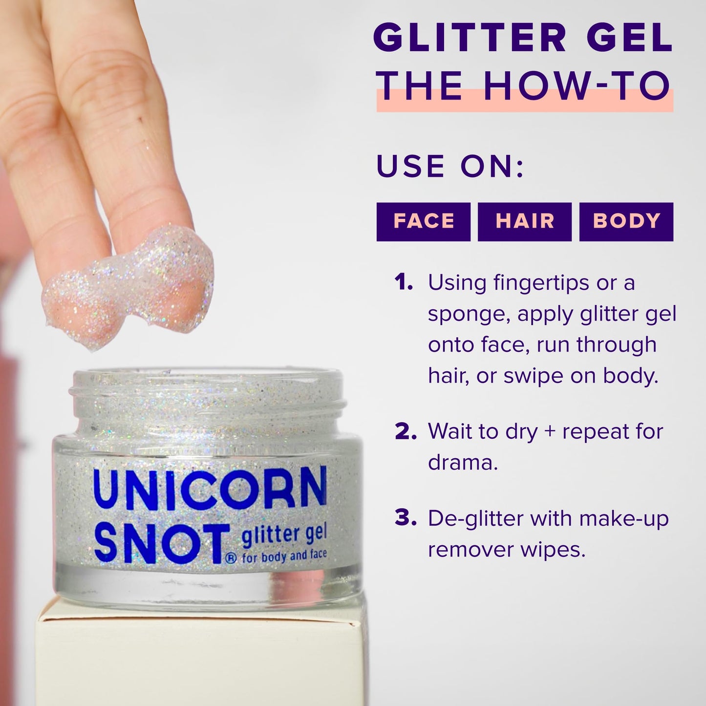 UNICORN SNOT Holographic Face Glitter & Body Glitter Gel | Holiday Glitter Makeup: Stocking Stuffers & Christmas Gift | Hair Glitter, Vegan & Cruelty