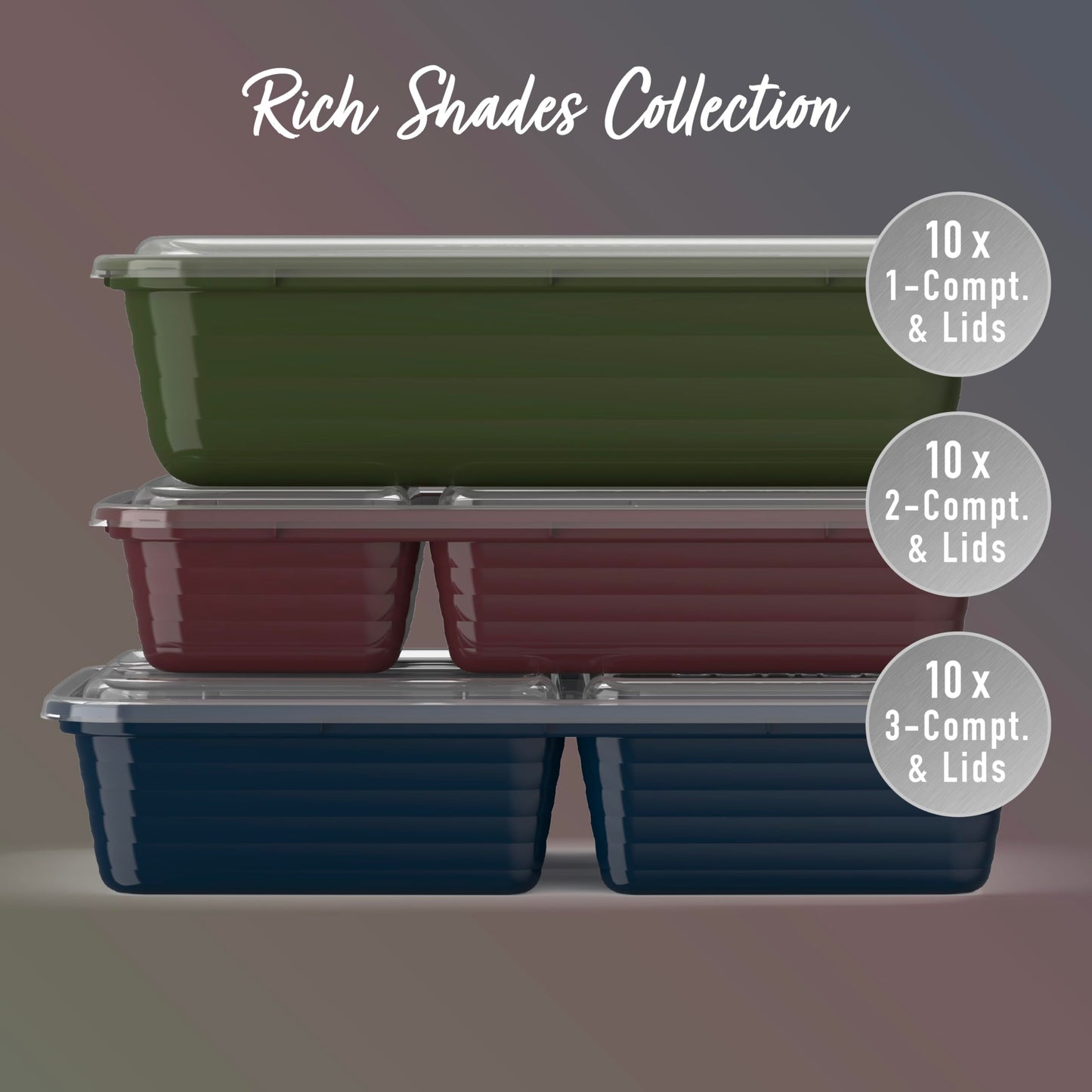 Bentgo Prep 60-Piece Meal Prep Kit - Reusable PFAS & BPA-Free Food Containers, 1-Compartment, 2-Compartment, & 3-Compartments - Microwave, Freezer…