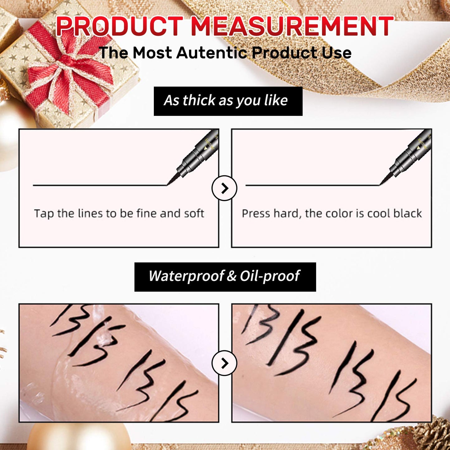 Erinde 6PCS Double-headed Eyeliner Stamp Pen Set, Black Stencil, Winged Eyeliner Tattoo Tool, Star Moon Heart Eye Makeup