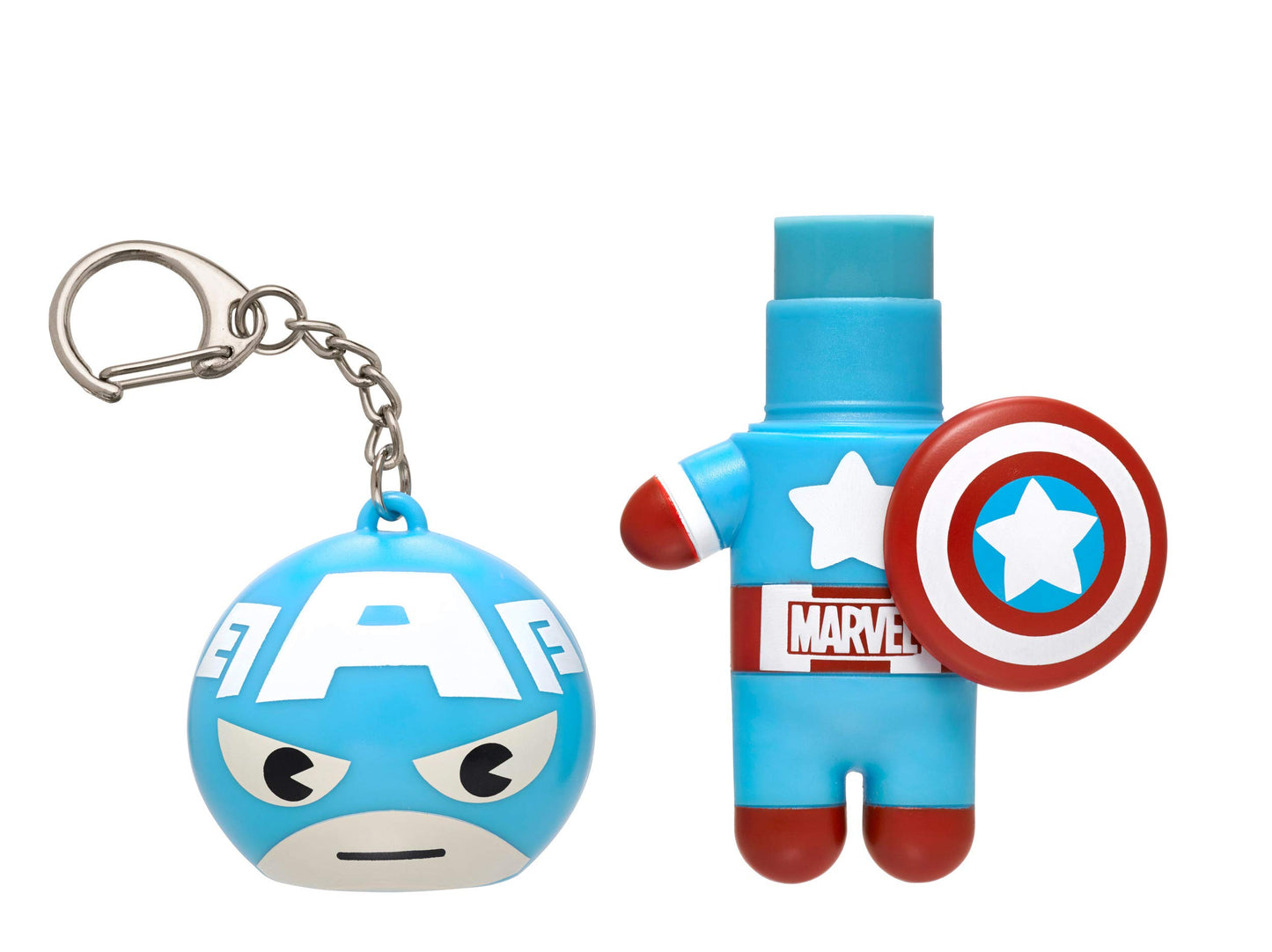 Lip Smacker Marvel Lip Balm Keychain, Clear & Glossy, Fun & Giftable, Cruelty Free - Captain America