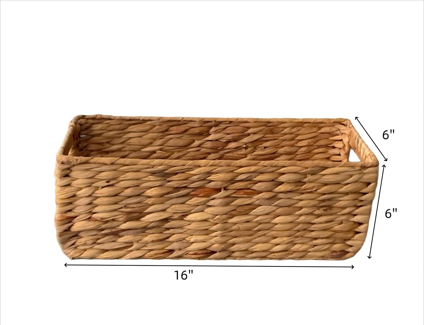 Handwoven Water Hyacinth Storage Basket with Handles, Rectangular Woven Organizer Bin for Shelves, Closet, or Living Room - Natural Seagrass Look…
