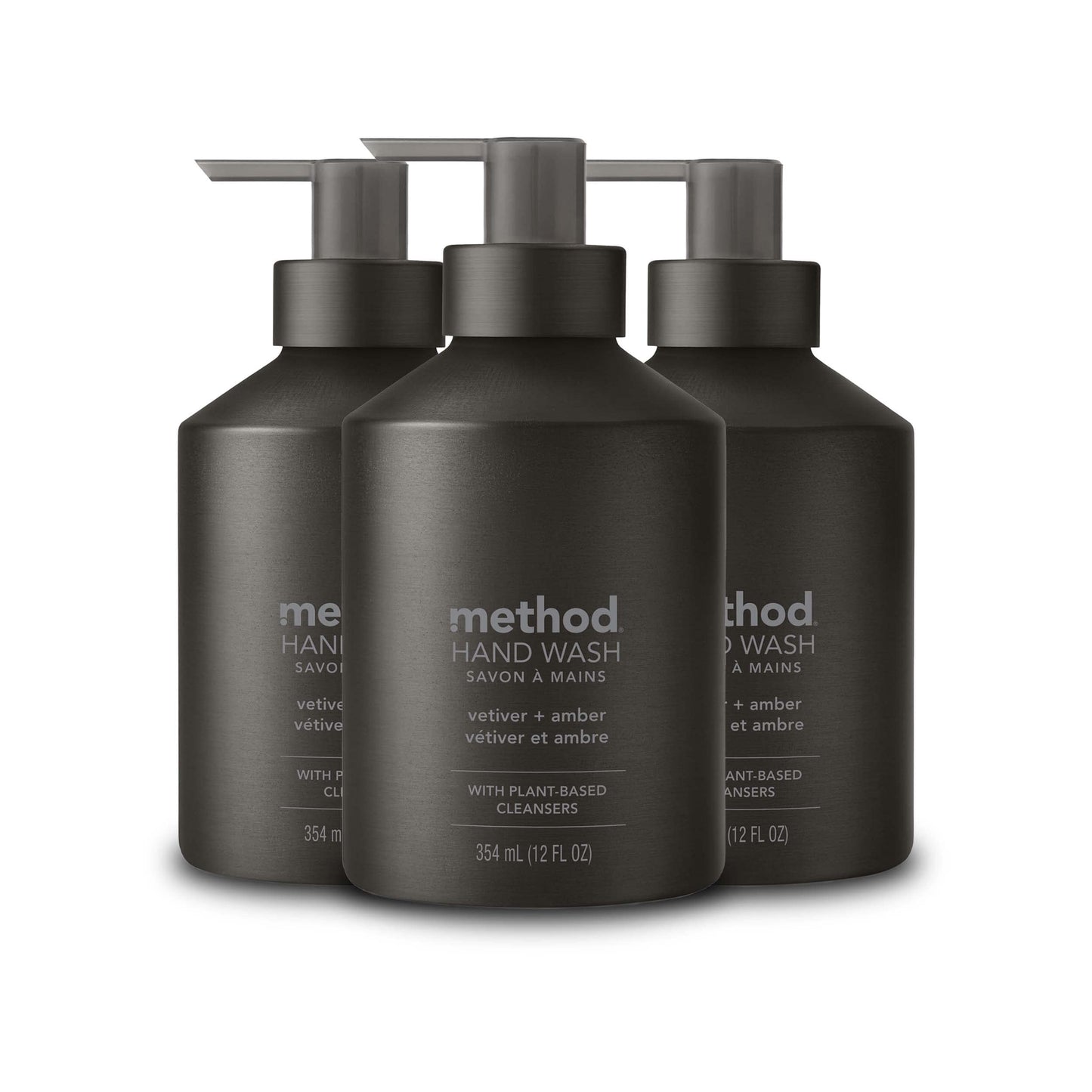 Method Gel Hand Soap, Vetiver + Amber, Reusable Black Aluminum Bottle, 12 oz (Pack of 3) Beauty and Personal Care Method Default Title