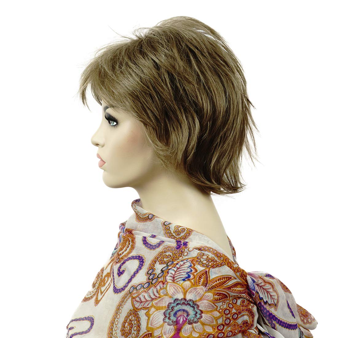 Lydell Short Layered Shaggy Full Synthetic Wig in Light Golden Brown with Wavy Curly Style