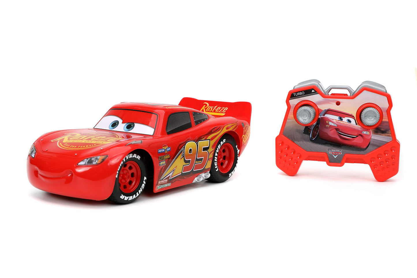 Jada Toys Pixar Cars 1:24 Lightning McQueen RC Remote Control Car 2.4 GHz Red Toys for Kids