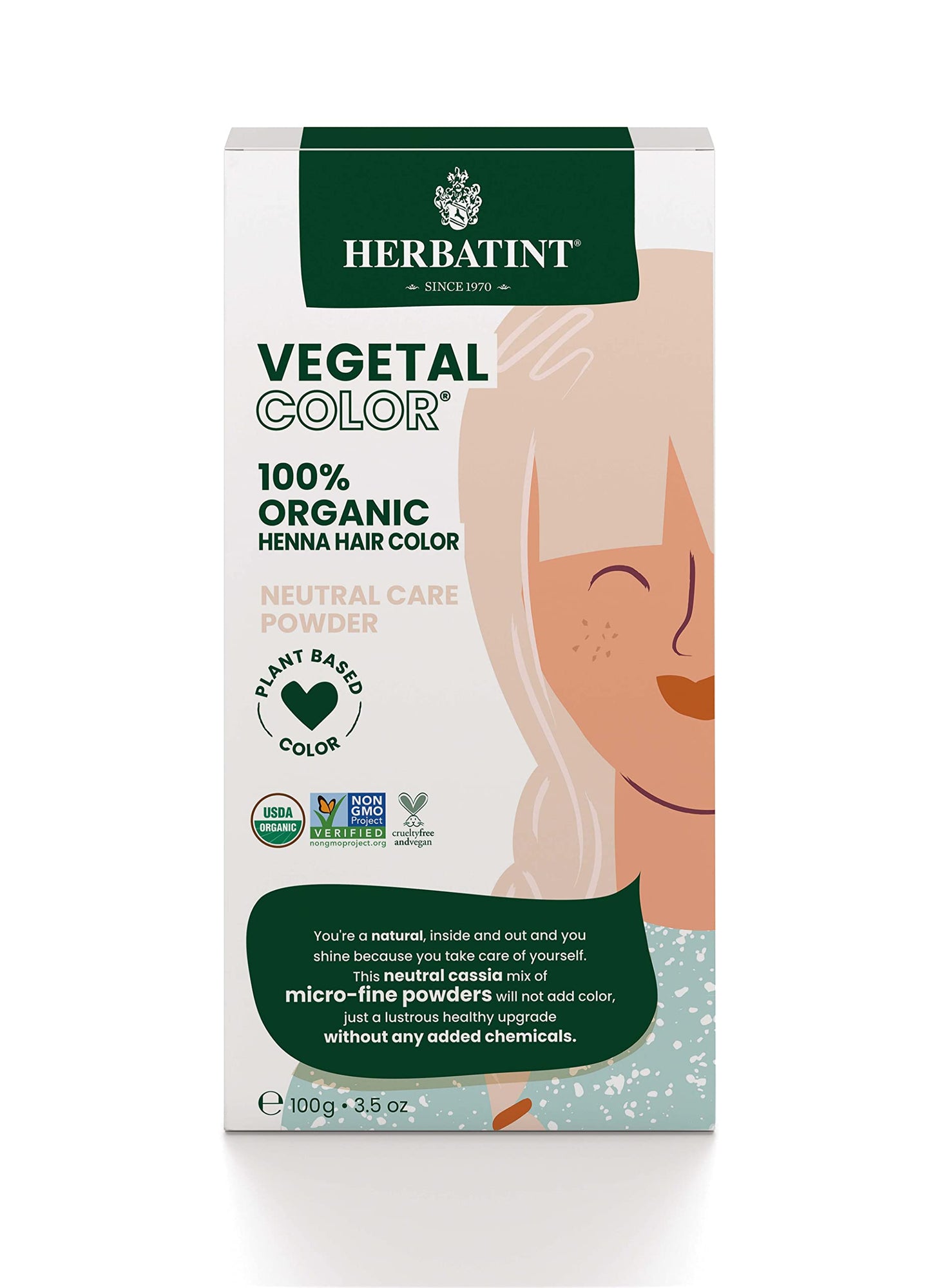 Herbatint Henna Color Organic Hair Care Treatment - Plant-Based Henna Powder & Herbal Formula - Vegan - Neutral Care - 3.5 oz