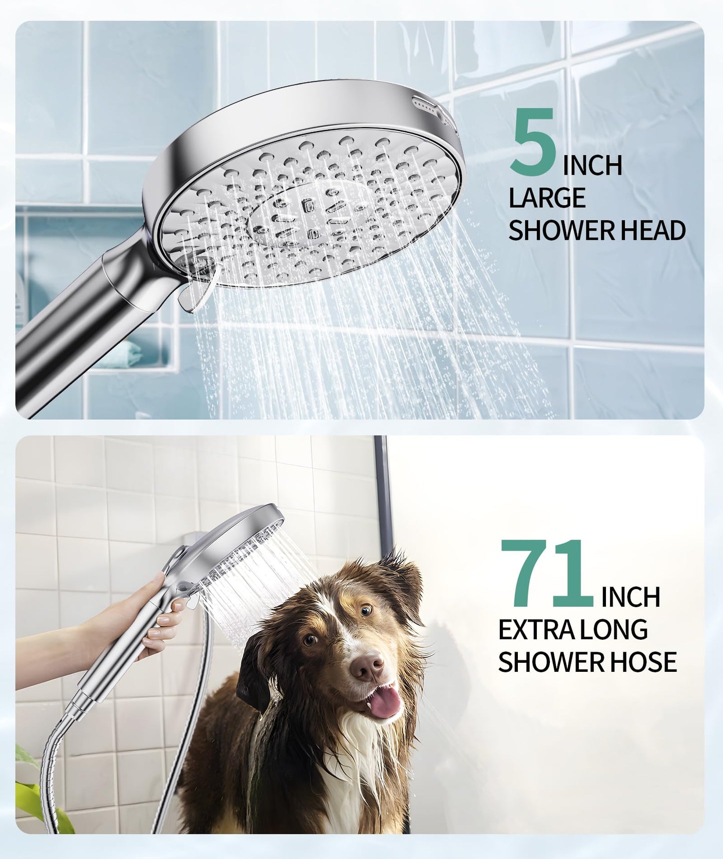 Filtered Handheld Shower Head – 9 Spray Modes, High Pressure Chrome Showerhead with Softening Beads for Hard Water & Chlorine Removal
