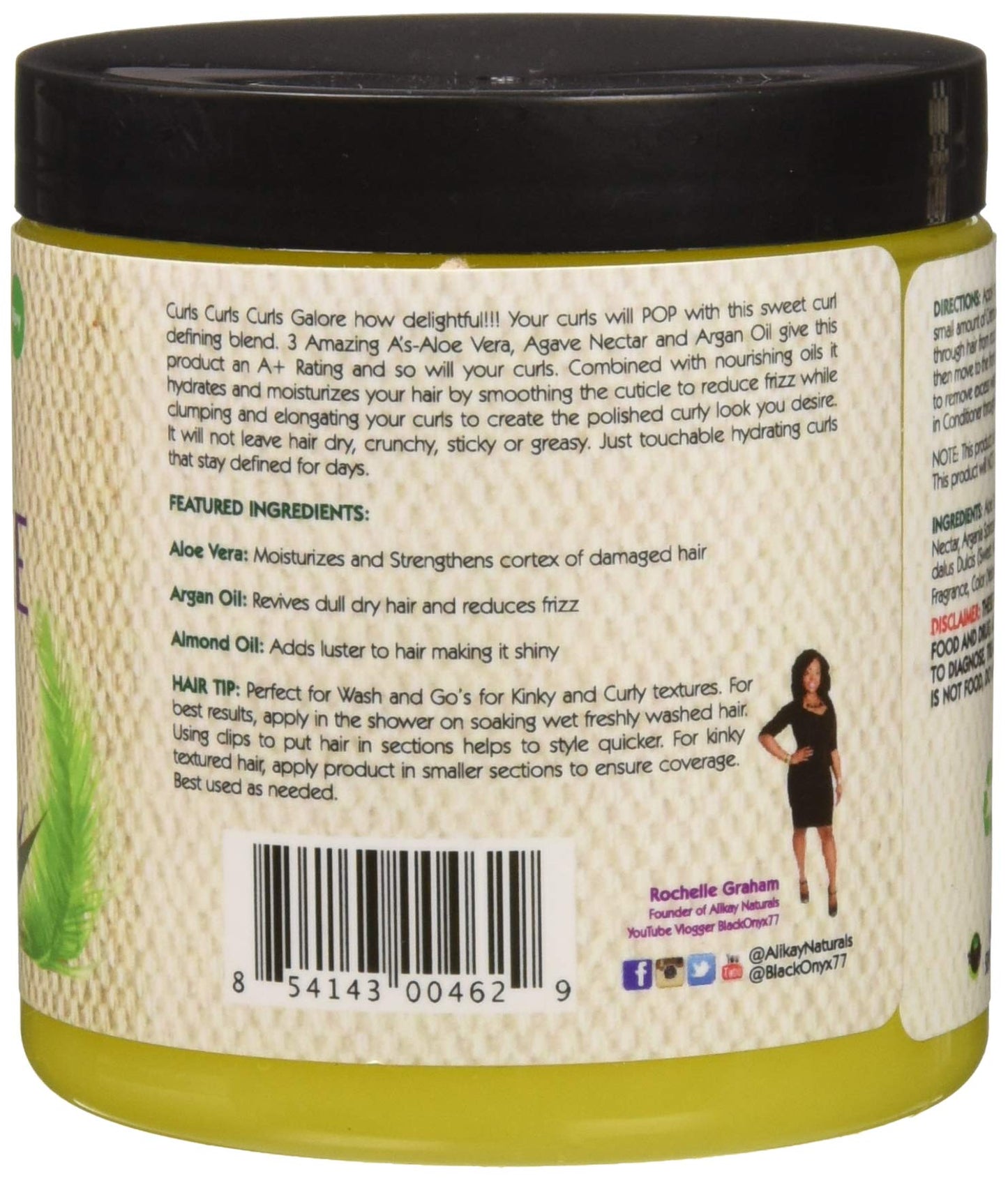 Alikay Naturals Creme Brulee Curling Delight Natural Aloe Vera, Argan Oil & Agave Nectar 8 Ounce