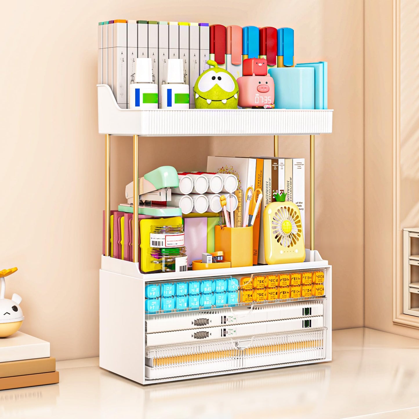 caktraie 2 Pack Bathroom Counter Organizer - 3 Drawers Makeup Organizer, Cosmetic Storage Drawer for Dresser Countertop and Bathroom Vanity for Large Beauty and Personal Care caktraie
