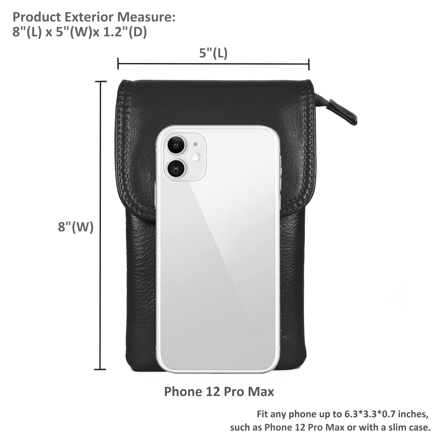 befen Black Genuine Leather Small Crossbody Bags for Women