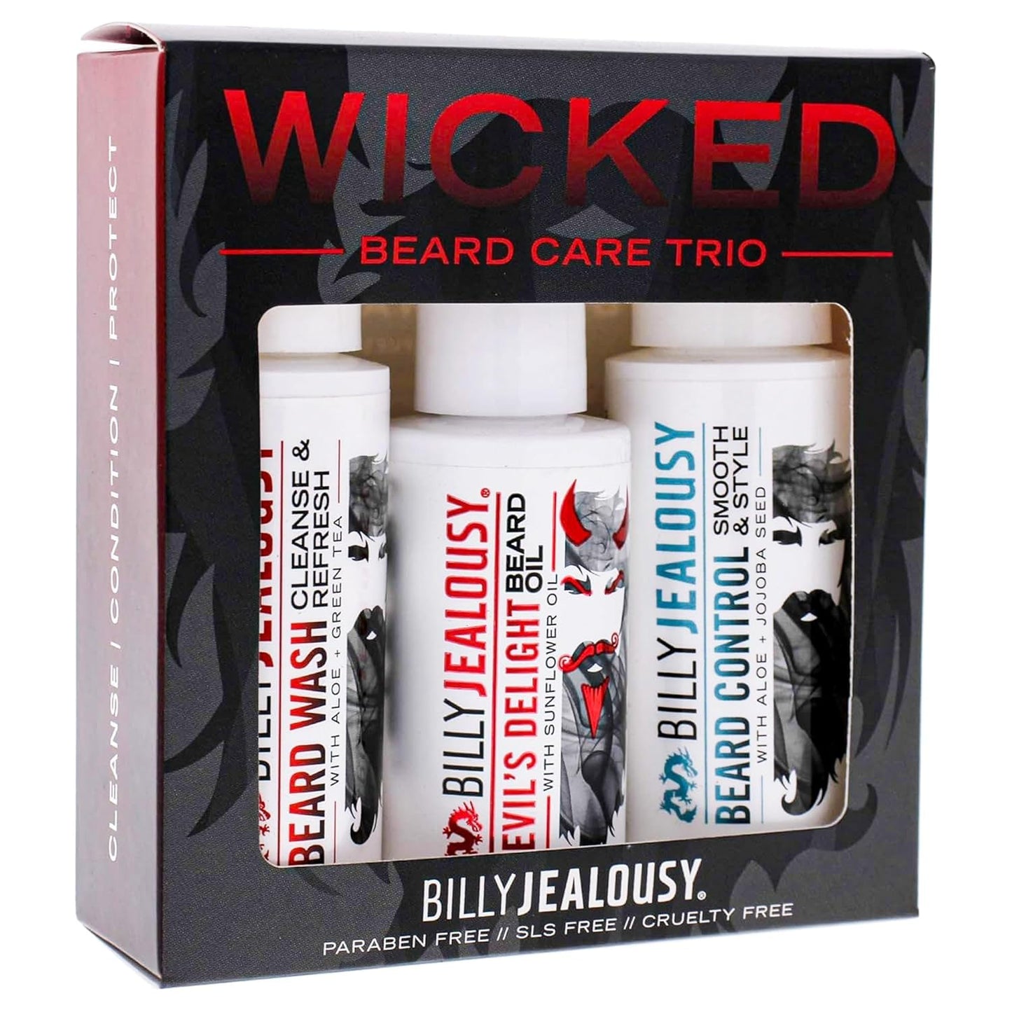 Billy Jealousy USA Hero Kit with USA Beard Wash, Hydrating Leave-In Conditioner, and Oil to Cleanse, Nourish, Soften & Strengthen your Facial Hair