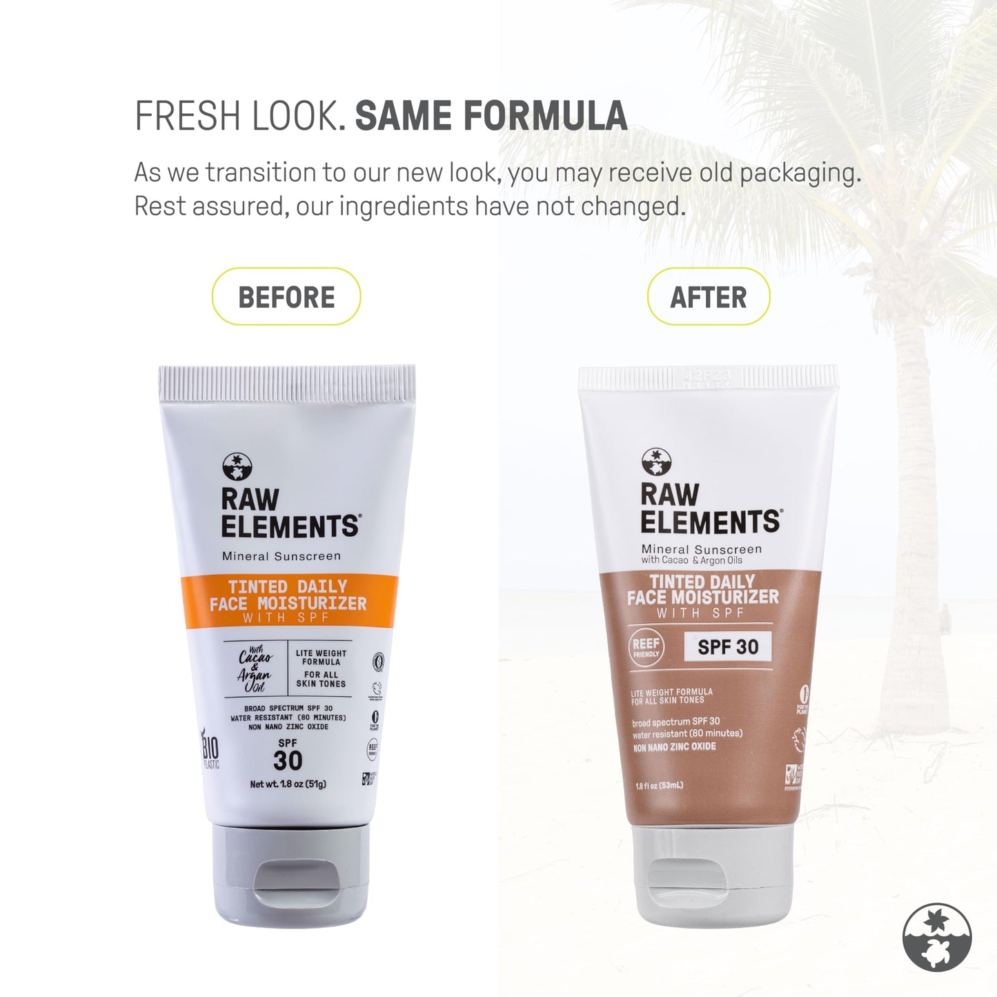 Raw Elements Tinted Daily Face Moisturizer All-Natural Mineral Sunscreen | Non-Nano Zinc Oxide, 95% Organic, Reef Safe, SPF 30, in Bio-Resin Tube