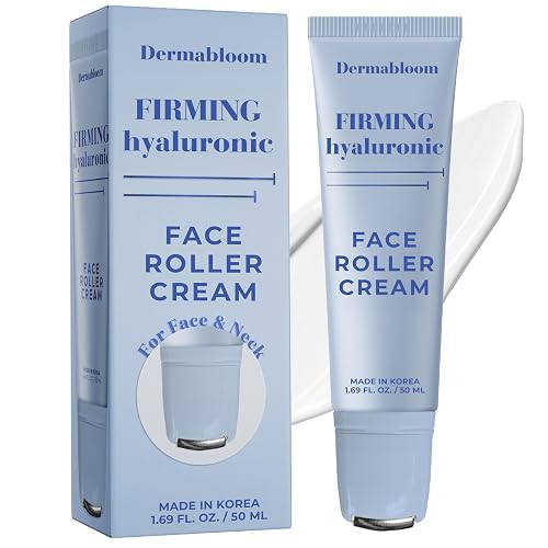 Dermabloom Hyaluronic Acid Face Roller Cream - Hydrates, Plumps, Firms, Depuffs - Dermatologist Tested, Anti-Aging, Korean Skin Care - Vegan, Clean