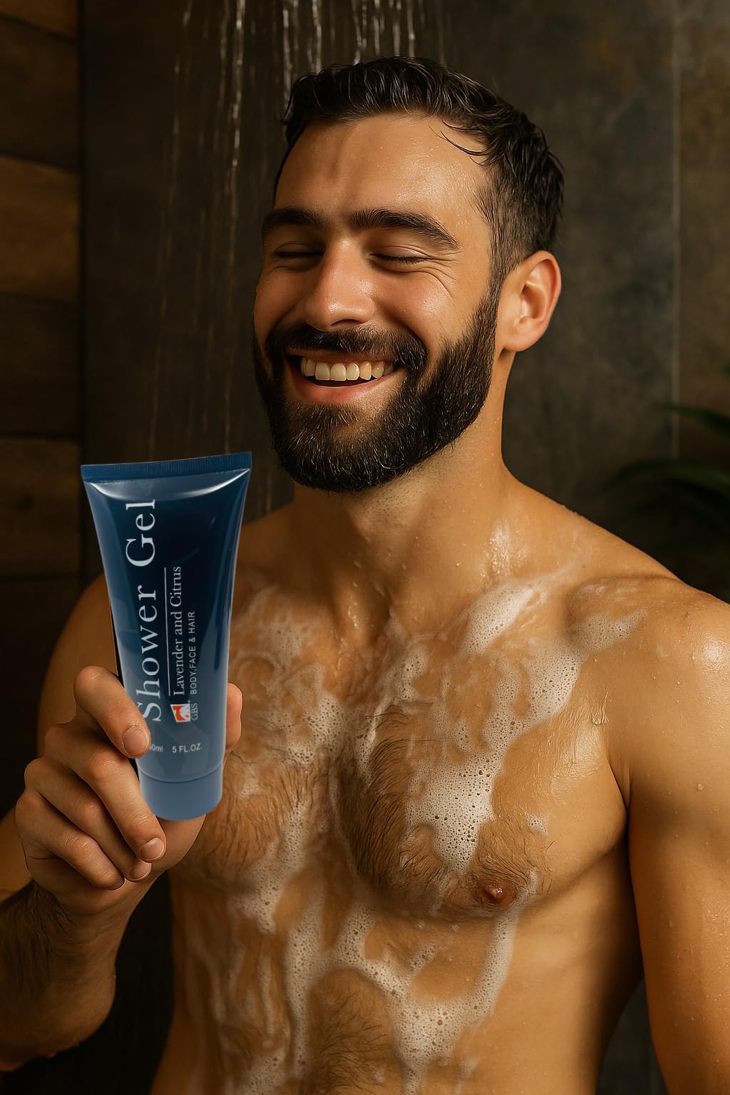 G.B.S Lavender & Citrus Shower Gel & Body Soap Wash Scalp Scrubber Shampoo Brush Set for Men and Women for Daily Use 3 in 1 For Body, Face, Hair