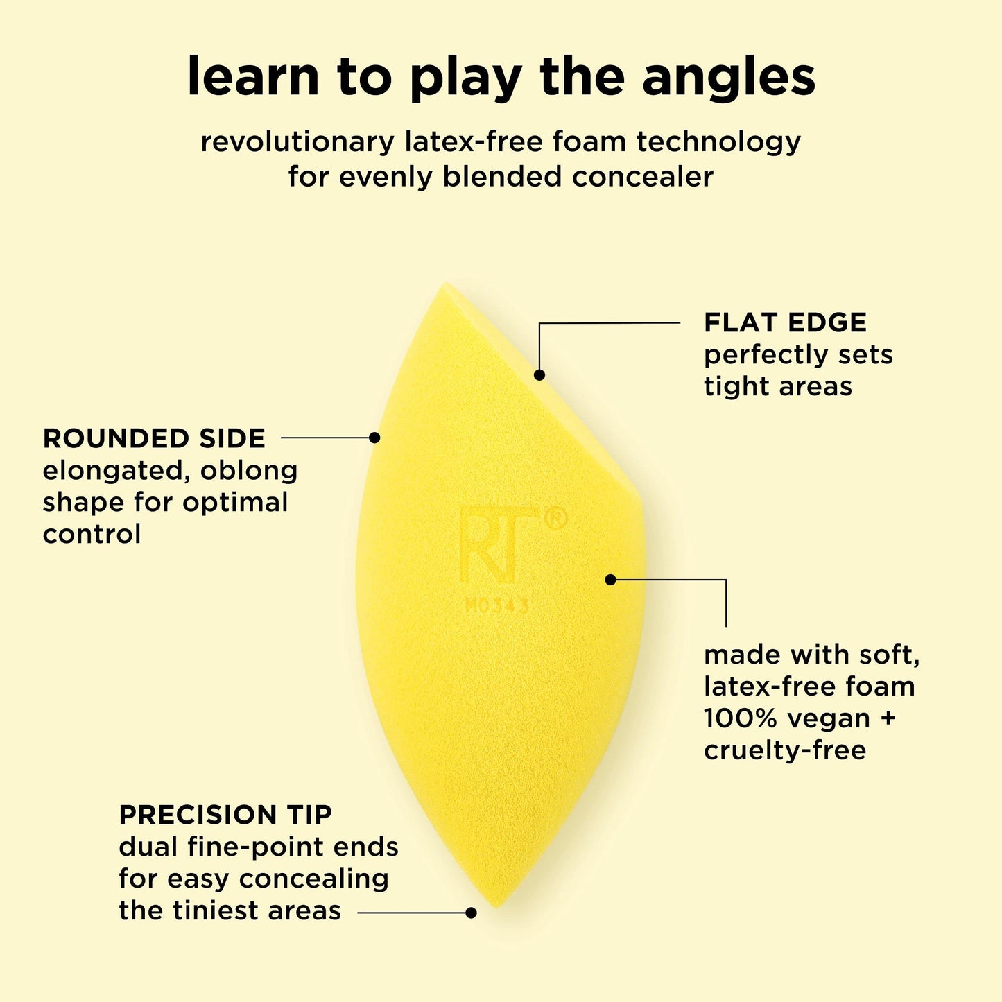 Real Techniques Miracle Concealer Sponge, Makeup Blending Sponge For Liquid & Cream Concealer, Elongated Shape For Precise Application Under Eyes