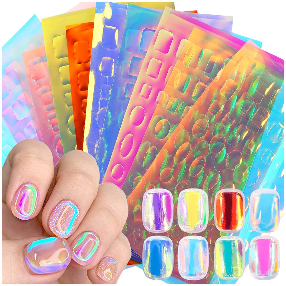Dornail 11 Sheets Aurora Holographic Nail Foil Film - Broken Glass & Laser Nail Decals for DIY Nail Art