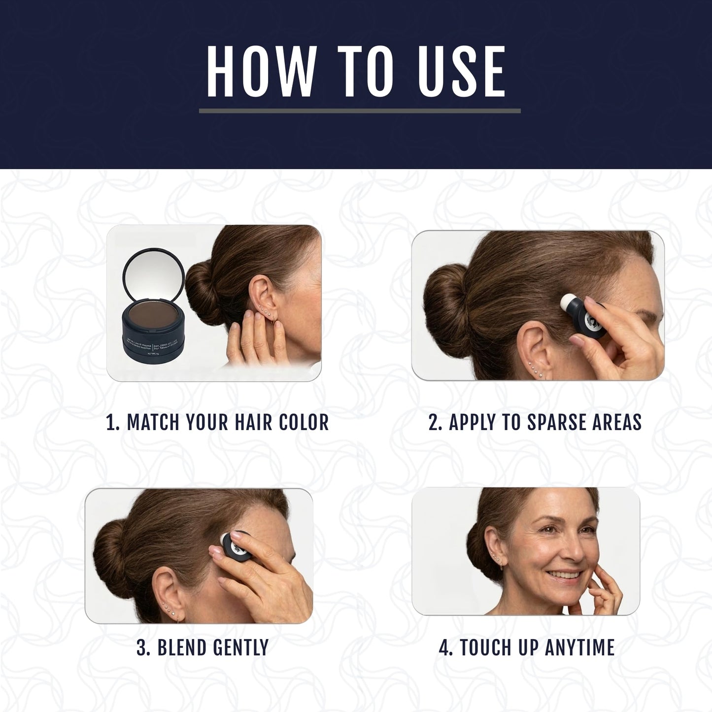 Puggaree Dual Ended Hairline Powder for Root Touch Up and Grey Coverage - Water & Sweat Resistant, Long-Lasting ?#01 Dark Brown?