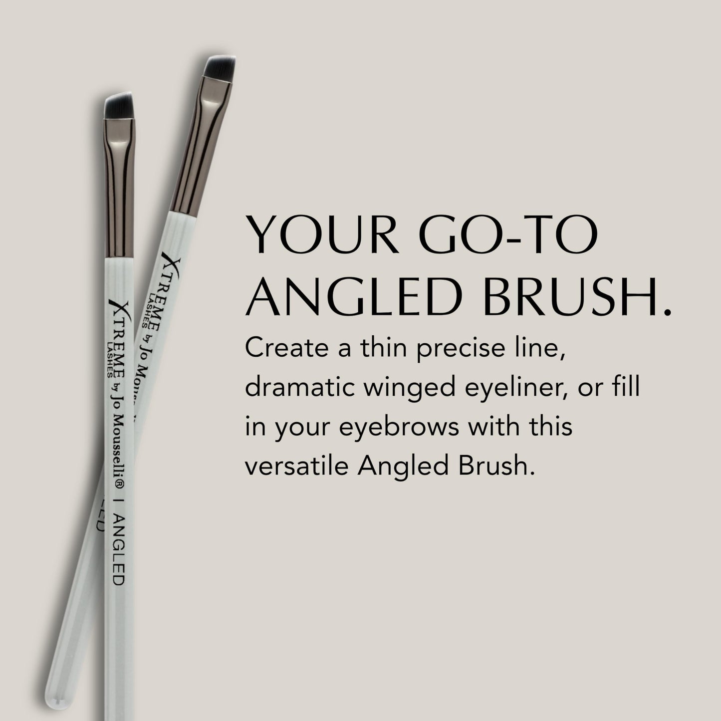Xtreme Lashes Professional Angled Eye Makeup Brush, Gray, Precision Eyeliner & Brow Brush, Firm Soft Bristles for Defined Lines, Lash Extension Safe