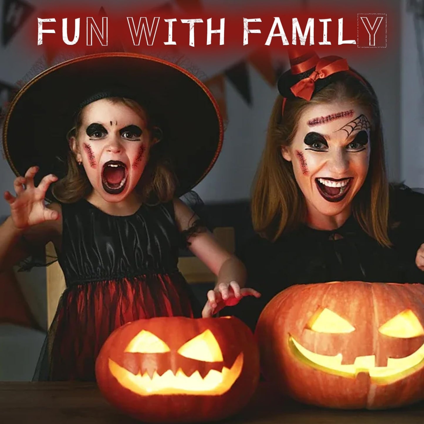 VPCRT6 White Black Red Halloween Face Body Paint with 3PCS Sponge and 1PC Brush, for Baseball, Softball Sports(Eye Black) & Halloween (Joker, Clown)