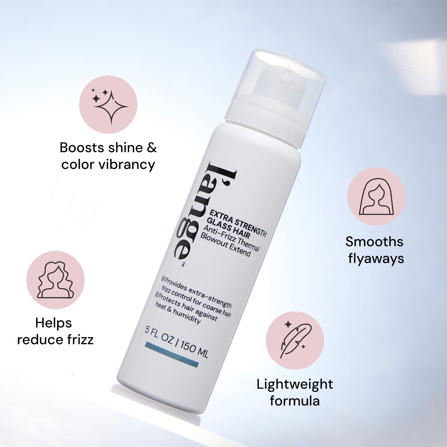L'ANGE HAIR Extra Strength Glass Hair Anti-Frizz Thermal Blowout Extend | High-Performance Heat Protectant Spray for Ultimate Frizz Control & Shine |
