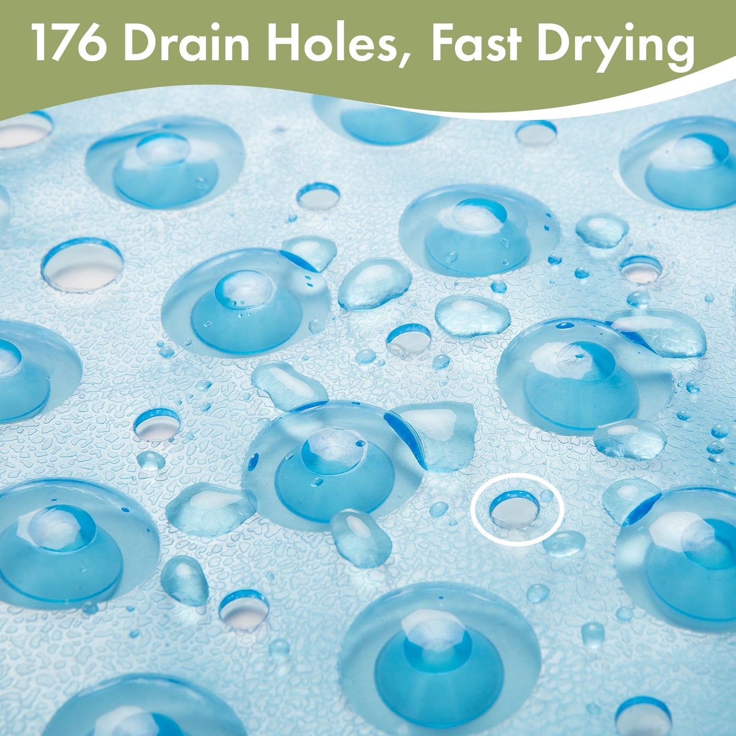 AmazerBath Non-Slip Shower Mat 40x16 – Bath Tub Mat with Suction Cups & Drain Holes for Kids & Elderly, Clear Blue