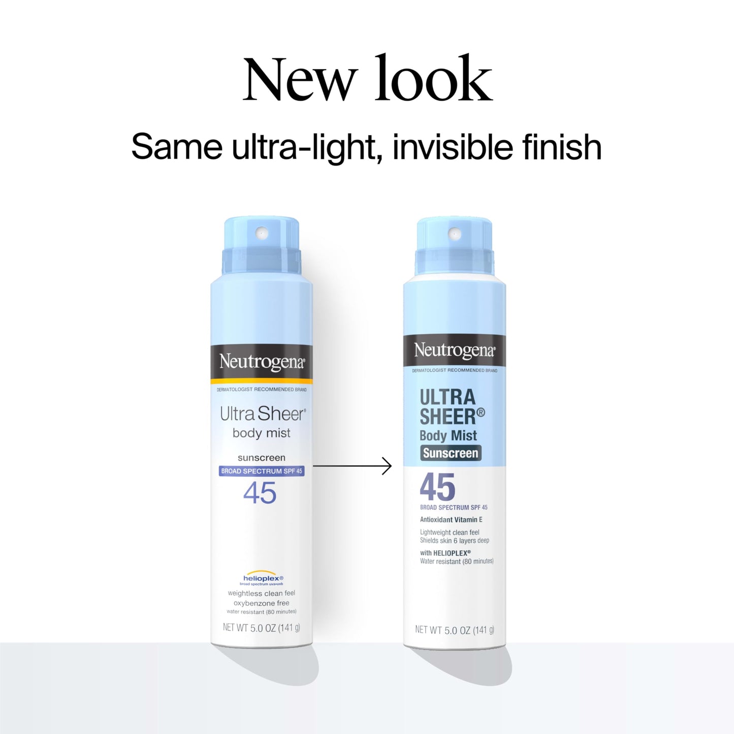 Neutrogena Ultra Sheer Sunscreen Spray SPF 45 Body Mist, Lightweight Non-Greasy Broad Spectrum UVA/UVB Protection, Oil-Free & Non-Comedogenic Water