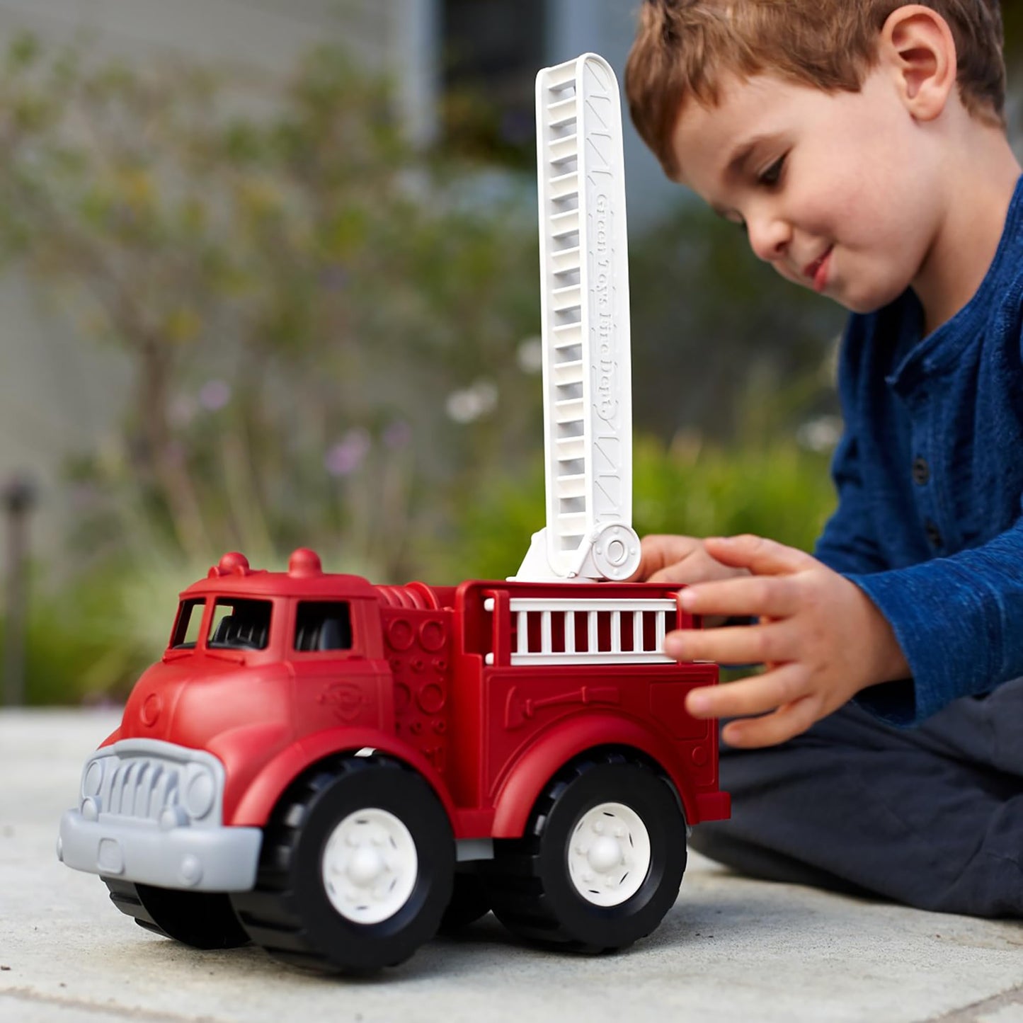 Green Toys Fire Truck - BPA , Phthalates Free Imaginative Play Toy for Improving Fine , Gross Motor Skills. for Kids,Red