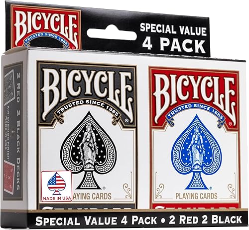 Bicycle Standard Index (Black/Red), Pack of 4