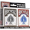 Bicycle Standard Index (Black/Red), Pack of 4