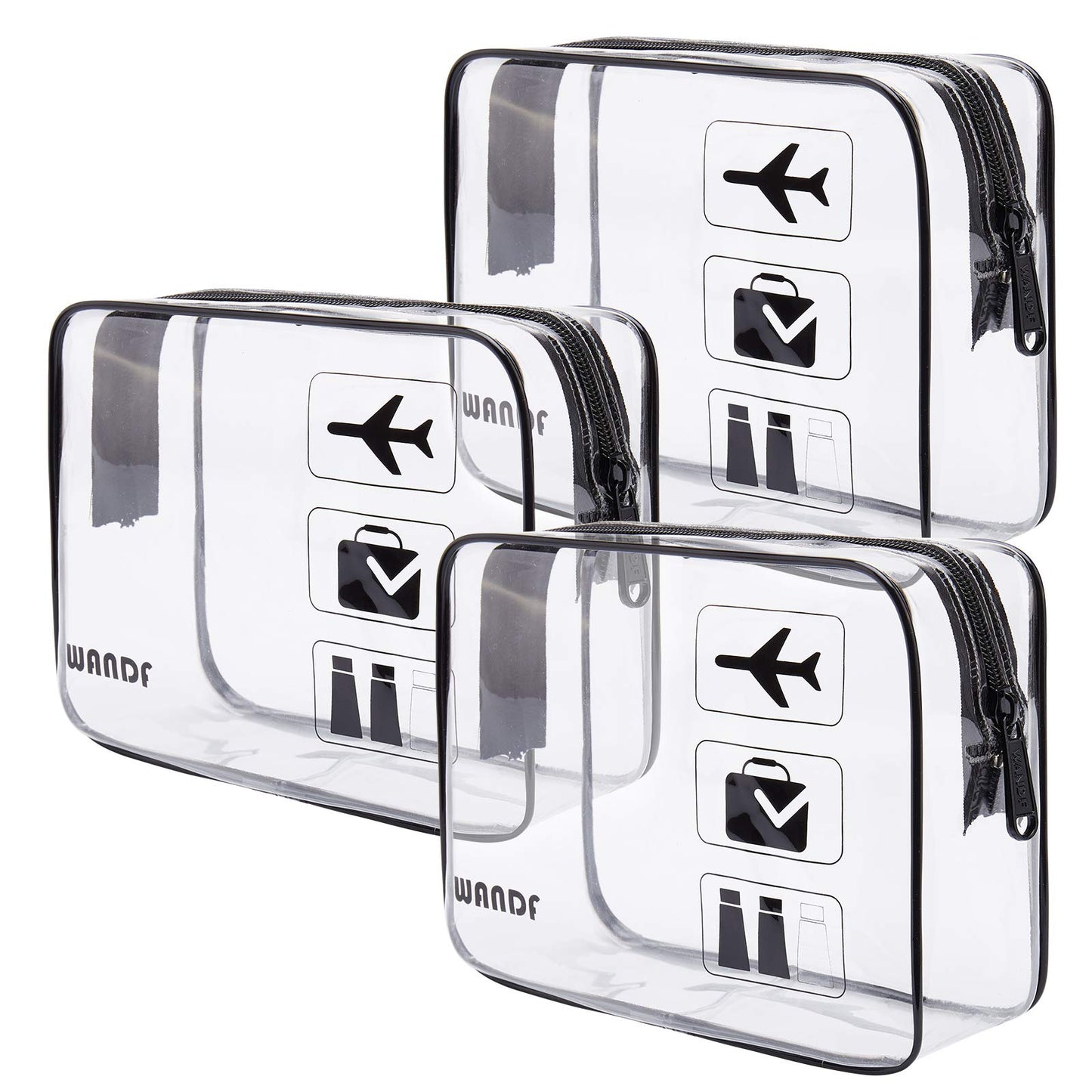 WANDF TSA Approved Toiletry Bag, 3 Pack Clear Makeup Bag Beauty and Personal Care WANDF Default Title