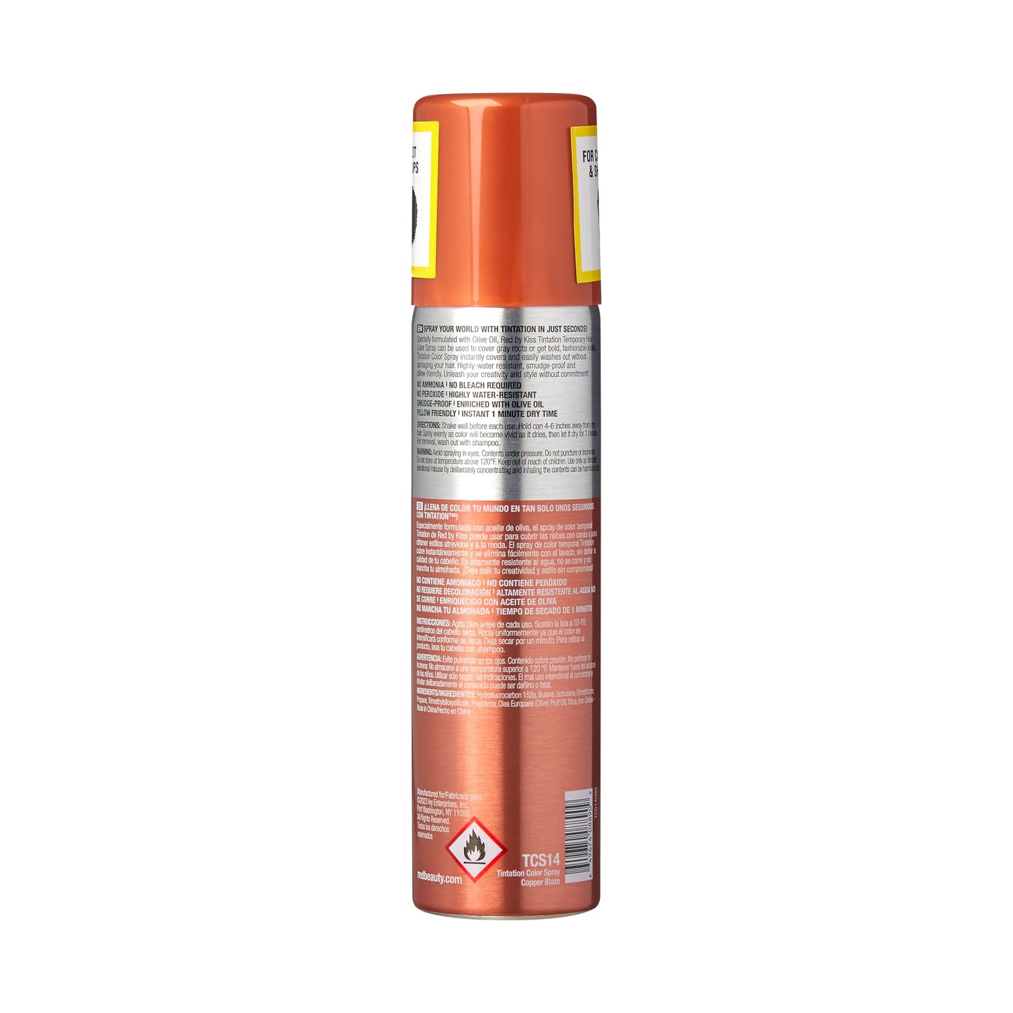 Red by Kiss Tintation Temporary Hair Color Spray 2.82oz, Quick-Dry & Smudge-Proof, Vivid Color Washable Hair Dye, Styling Spray Cosplay Halloween