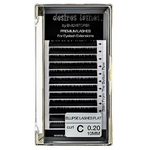 DESIRES LASHES By EMILYSTORES Ellipse Eyelashes 0.20mm Thickness C Curl Length 10mm Flat Lashes Extensions Individual Volume So-Soft For eyelash