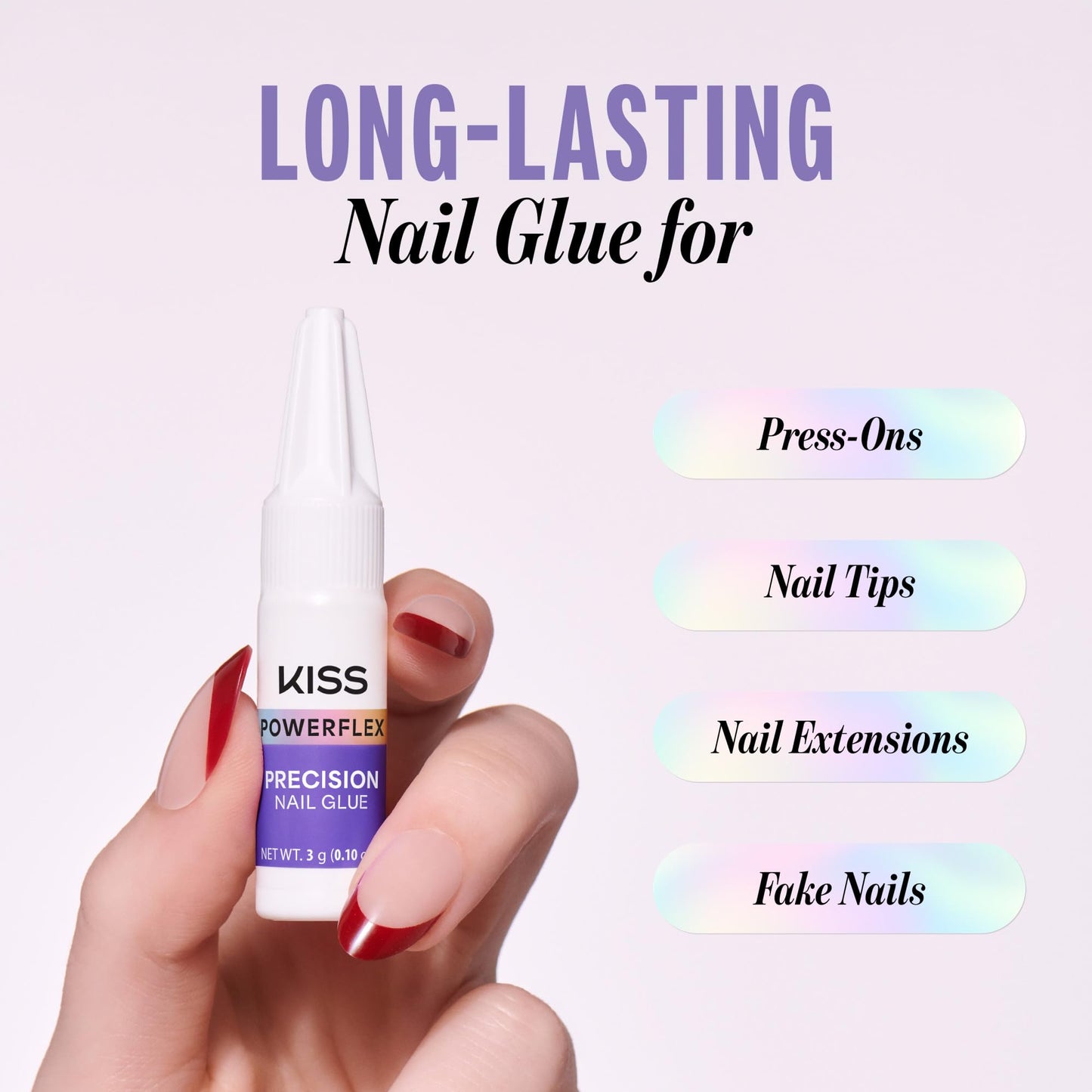 Kiss PowerFlex Precision Nail Glue for Press Ons, Kits, Tips & Wraps, 0.10 oz, Ultra Strong Bond, Fast Drying Adhesive, Instantly Repairs Cracks Beauty & Personal Care KISS