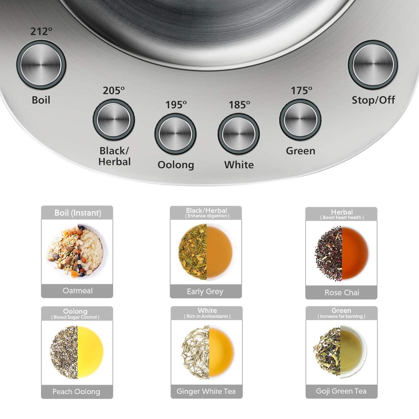 BUYDEEM K2423 Tea Maker, 316 Stainless Steel & Heat Resistant DURAN Glass Electric Kettle, 5 Temperature Settings, Removable Infuser, Auto Keep Warm…