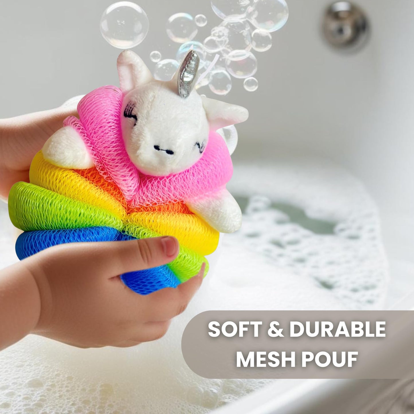 Cute Bath Sponge Loofah - Soft Mesh Body Pouf, Gentle Shower Sponges with Hanging Rope Beauty and Personal Care Pure Body