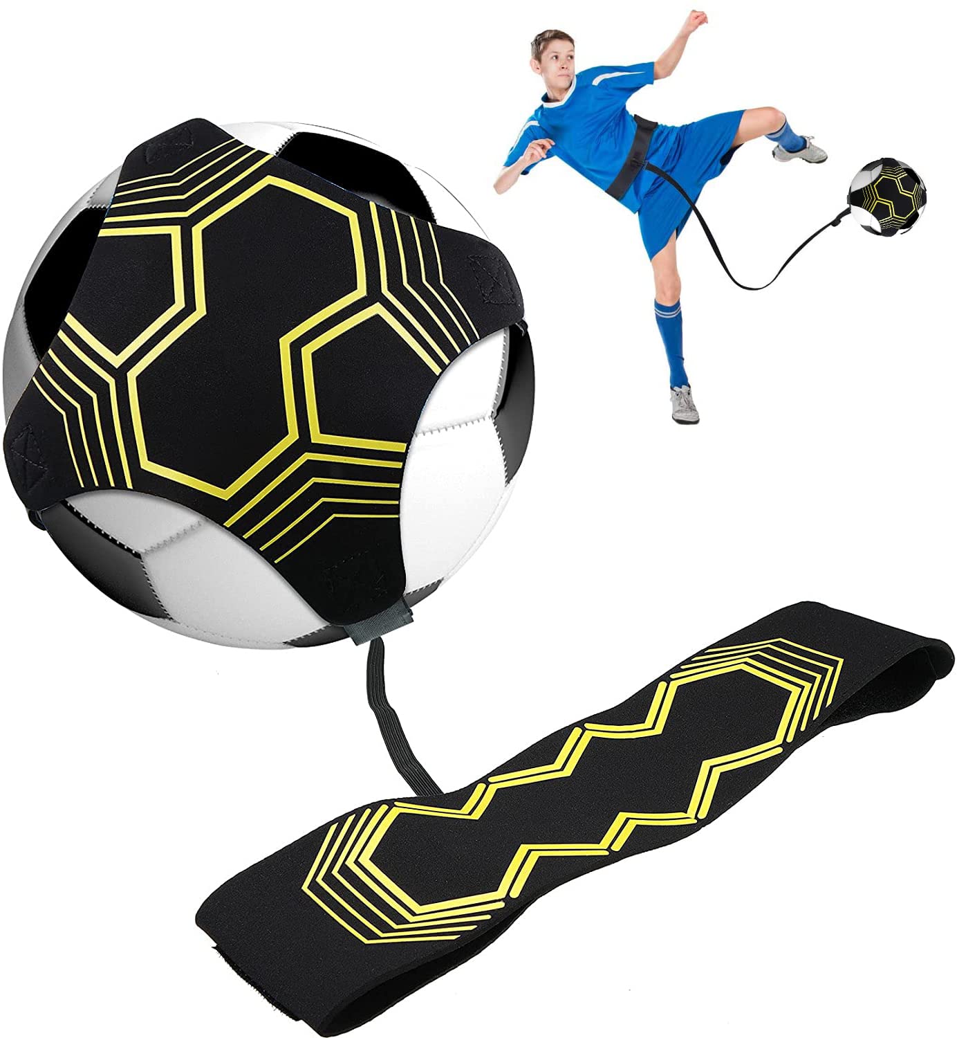 Xemz Kick Soccer Trainer, Adjustable Waist Belt Volleyball/Rugby/Football Trainer, Hand-Free Solo Soccer Trainers Practice Training Aid for Improve…