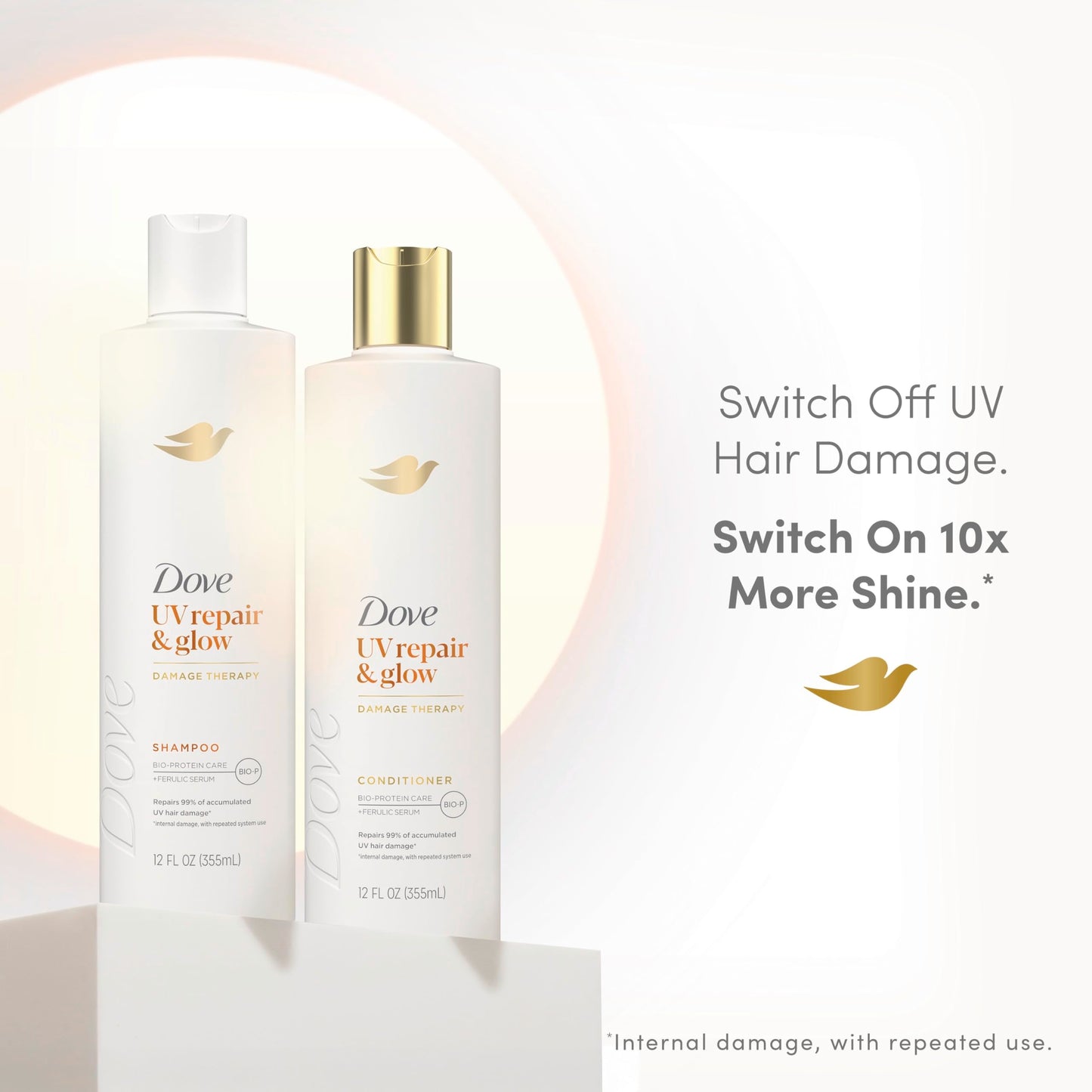 Dove Damage Therapy Conditioner 1 ct UV Repair & Glow Repairs 99% of UV hair damage* with Ferulic Serum 12 oz