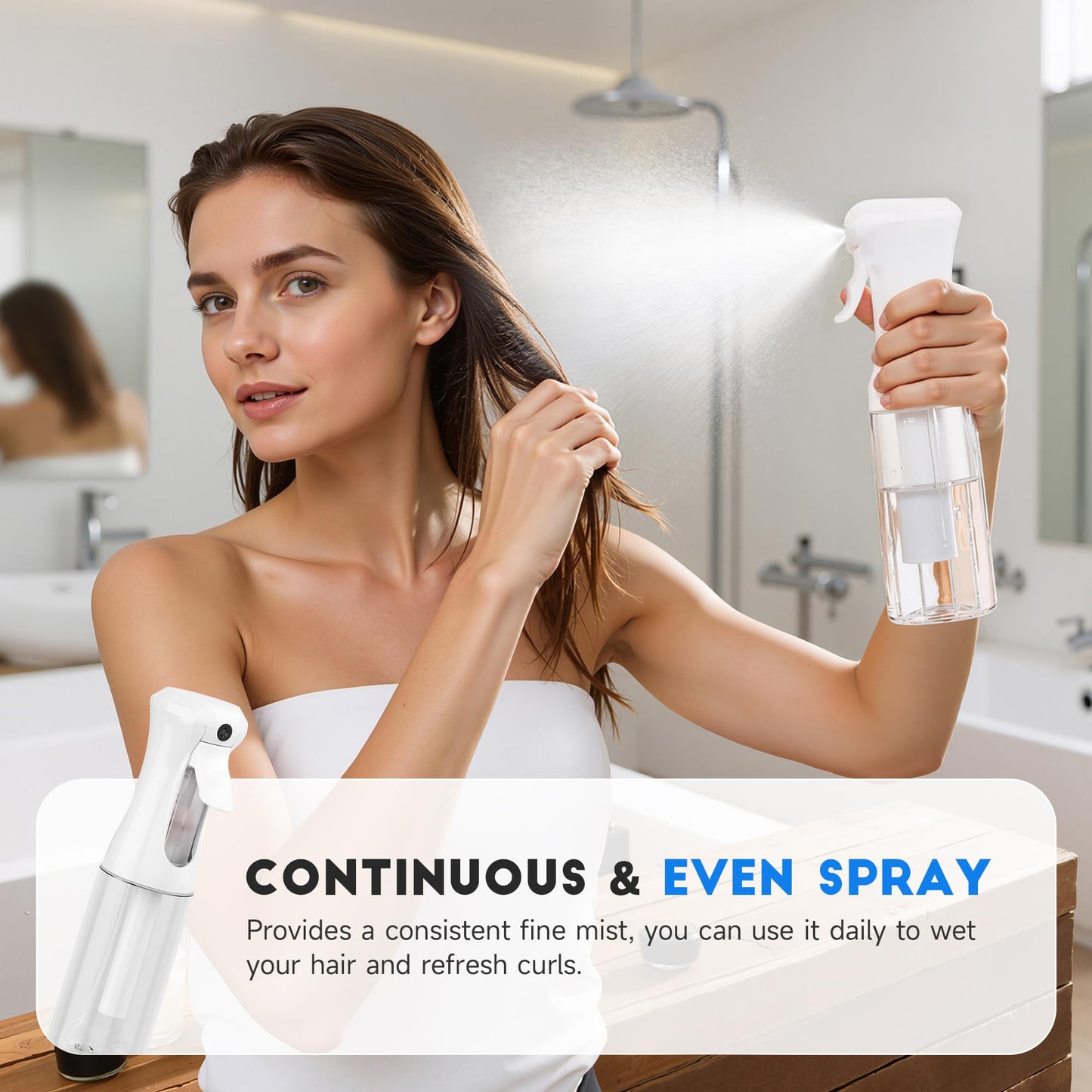 3 Pack Spray Bottle for Hair - Continuous Hair Spray Bottles Refillable Mister Sprayer for Hairstyling, Plants, Pets, Skincare, Cleaning (6.8 Beauty and Personal Care Plaode