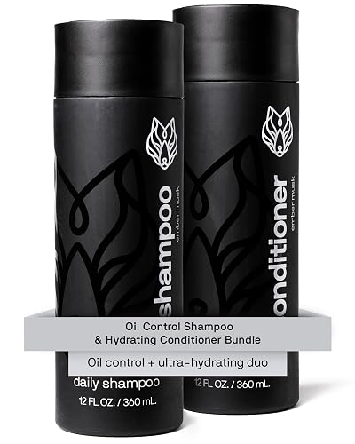 Black Wolf Mens Shampoo & Conditioner Set for Oily Hair - Oil Control Shampoo with Moisturizing & Deep Cleansing Formula - Conditioner for Soft