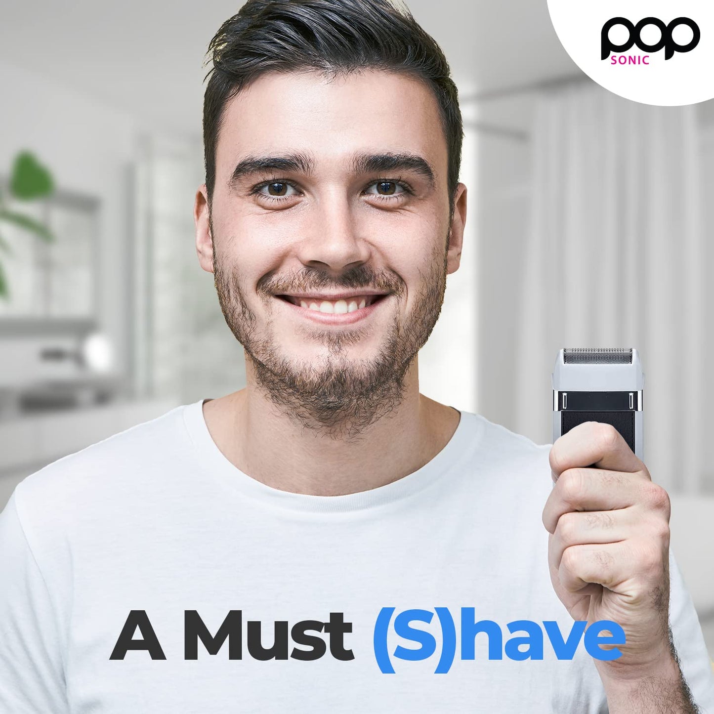 Pop Sonic Zip Compact Shaver for Men - Advanced Foil Technology Men's Electric Shavers - Black/Grey Splash Proof Face Shaver - Wet & Dry Electric Beauty and Personal Care Pop Sonic