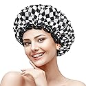 mikimini Shower Cap for Women, Reusable, Double Layers Waterproof Bathing Shower Hat with Soft Comfortable PEVA Lining, Non-fading, Stretchy & Shower