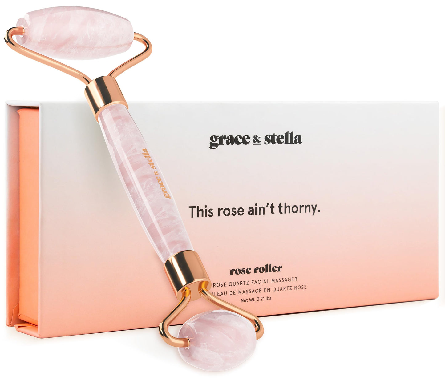 Rose Quartz Face Roller - Face Roller Skin Care - Facial Roller - Stone Roller For Face - Face Massager Roller For Lymphatic Drainage, Puffiness