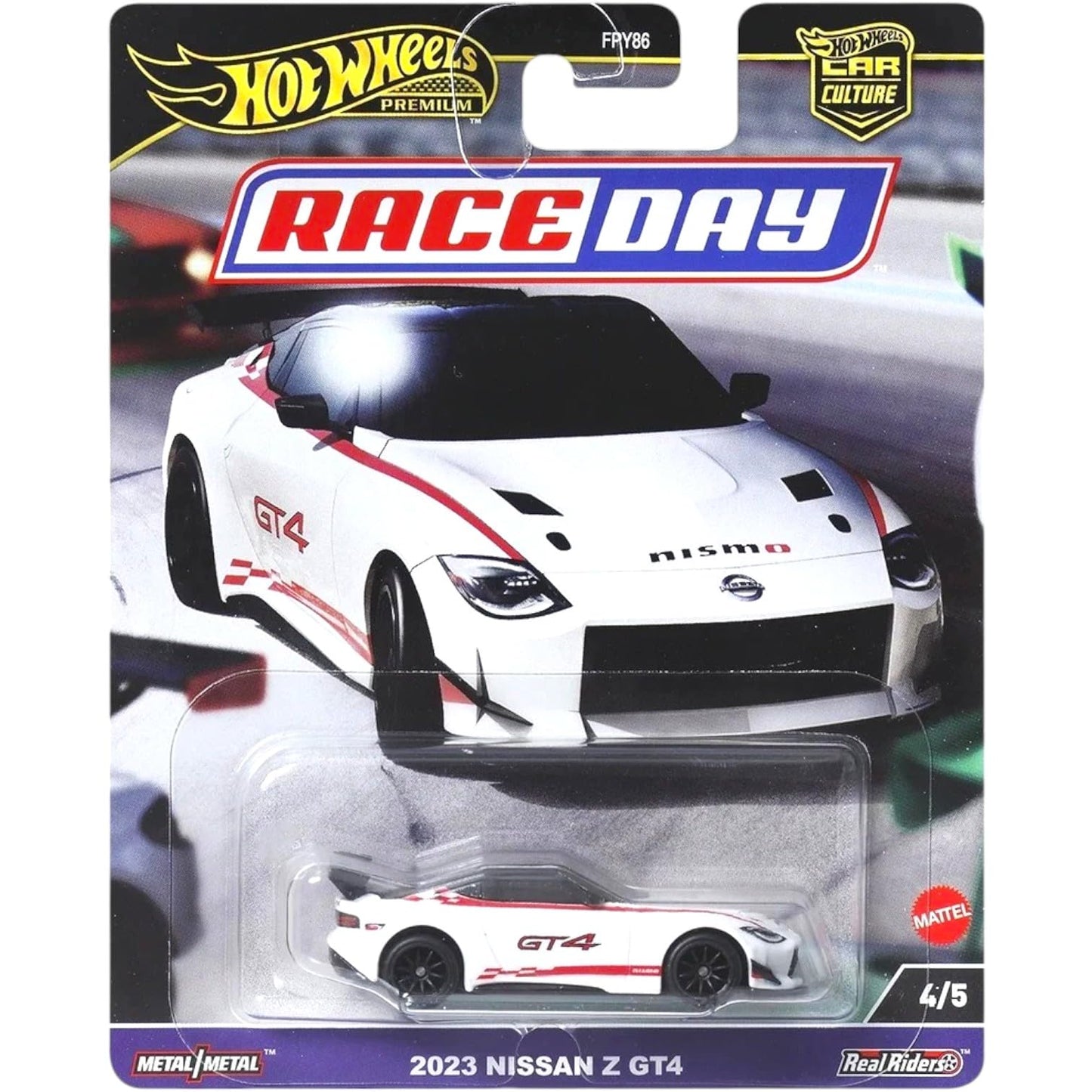 Hot Wheels Race Day Car Collection, 5-Pack Die-Cast Cars, Porsche 911 GT3, Corvette C8.R, Bentley Continental GT3, Nissan Z GT4, BMW 320 FPY86-961D