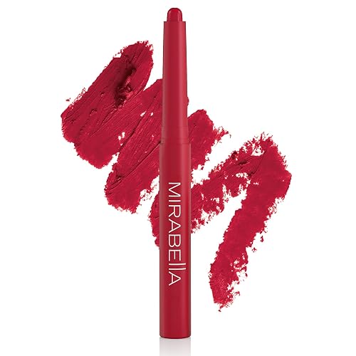 Mirabella - Velvet Matte Lip Crayon, Retractable Highly-Pigmented 2-in-1 Makeup, Long-Lasting Hydrating Lipstick Crayon + Lip Liner, Moisturizing