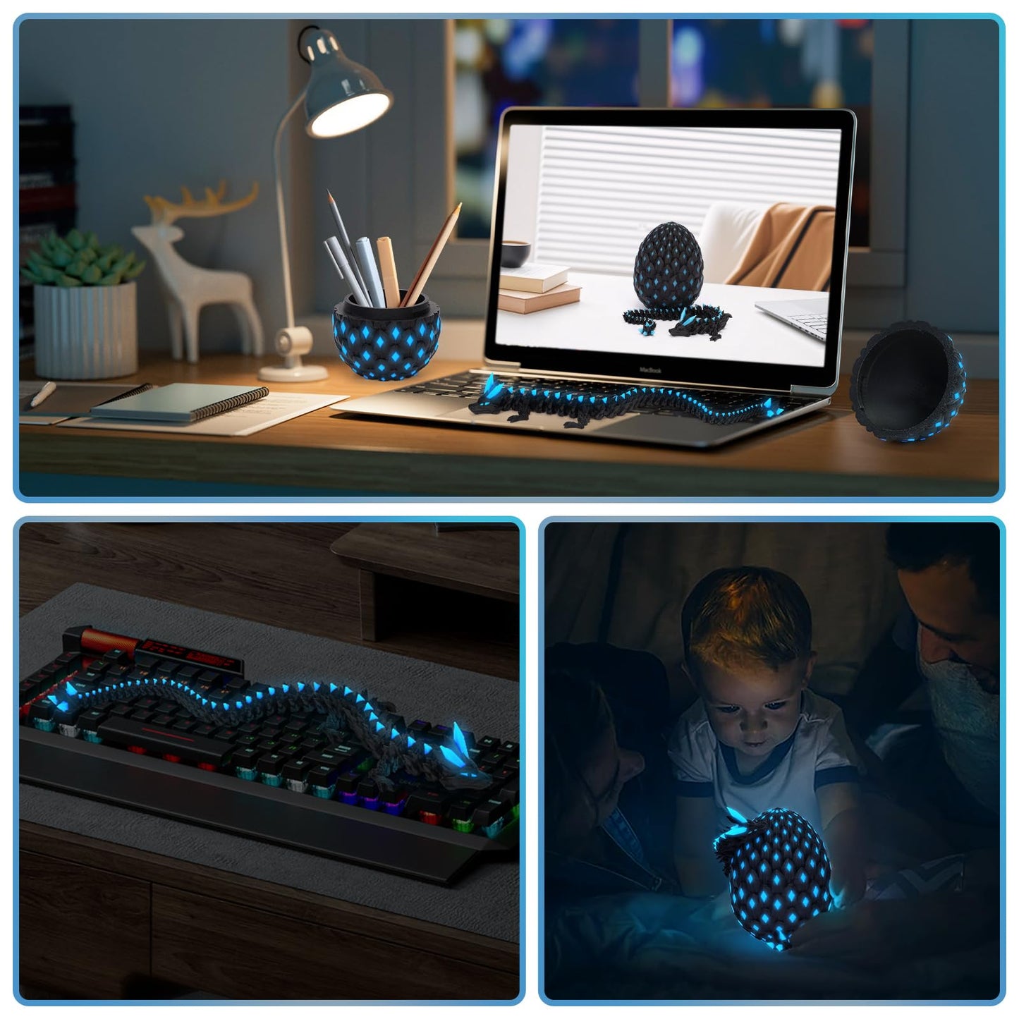 3D Printed Mystery Dragon Egg – Glow-in-the-Dark Articulated Dinosaur Fidget Toy, Crystal Dino Eggs for Kids 5-12, Boys & Girls Home Decor