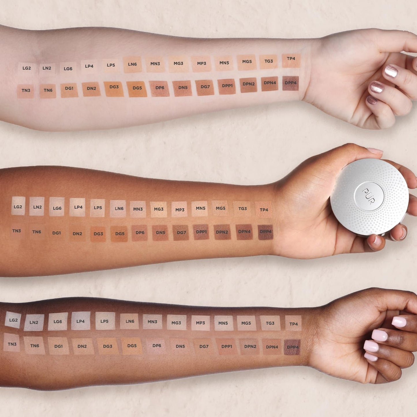 PUR Beauty 4-in-1 Pressed Mineral Makeup Powder Foundation with SPF 15 - Concealer & Finishing Compact Pressed Powder for Face - Buildable Medium