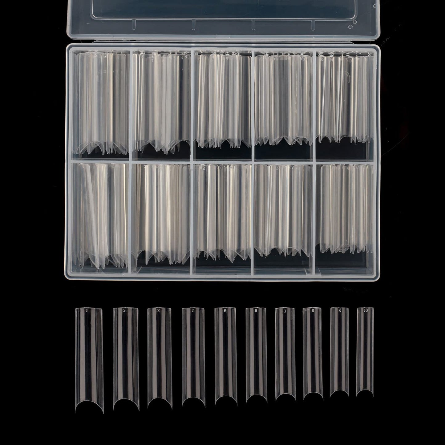Square C Curve Extra Long Nail Tips, Half Cover Clear Acrylic Fake Nail Tips, Press On Nail False Nails with Case for Nail Salons and DIY Nail Art