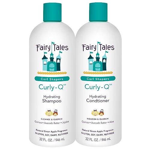 Fairy Tales Curly-Q Hydrating Shampoo and Conditioner for Kids - Paraben, Sulfate, Gluten and Nut Free - For All Curl Types Including Multi Cultural