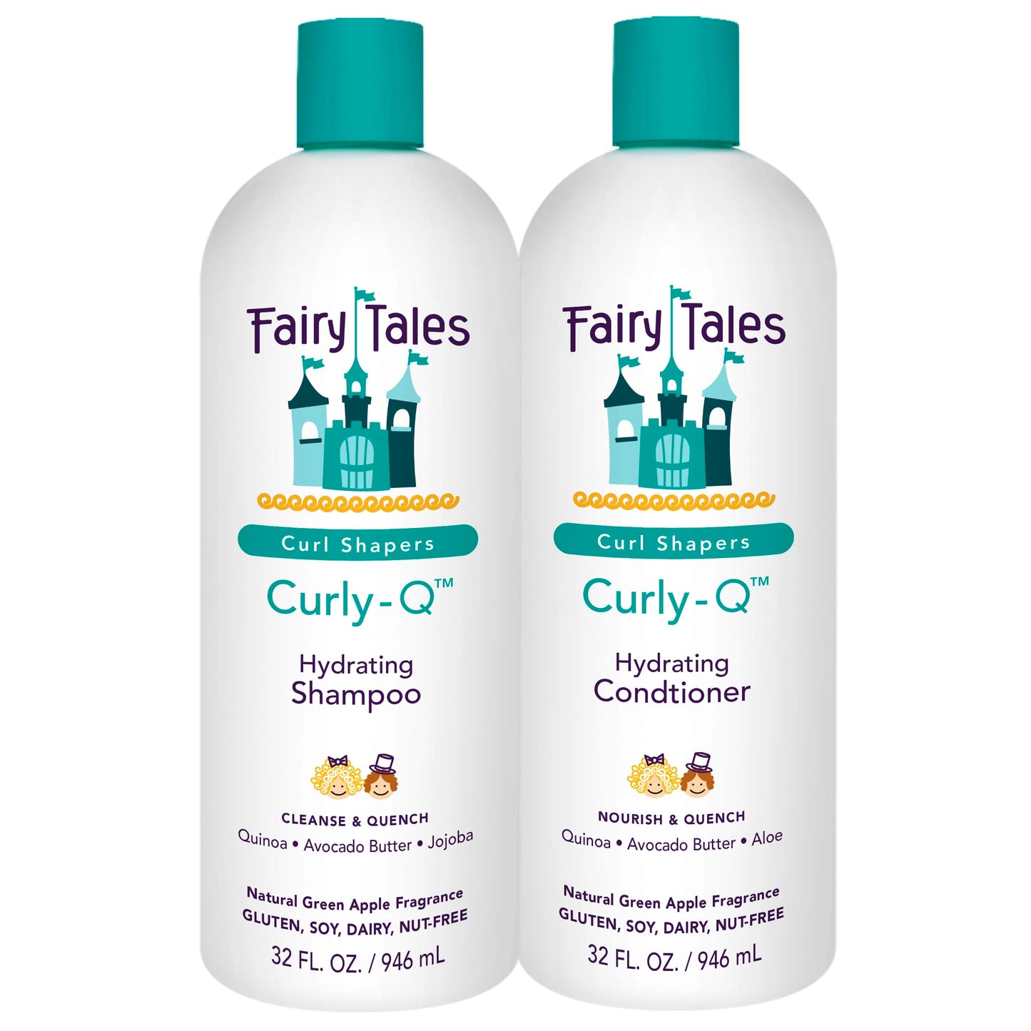 Fairy Tales Curly-Q Hydrating Shampoo and Conditioner for Kids - Paraben, Sulfate, Gluten and Nut Free - For All Curl Types Including Multi Cultural